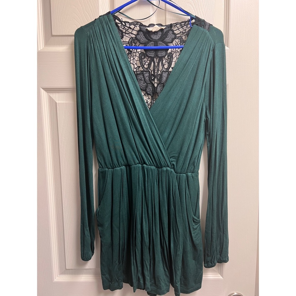 Green long sleeve, shorts romper